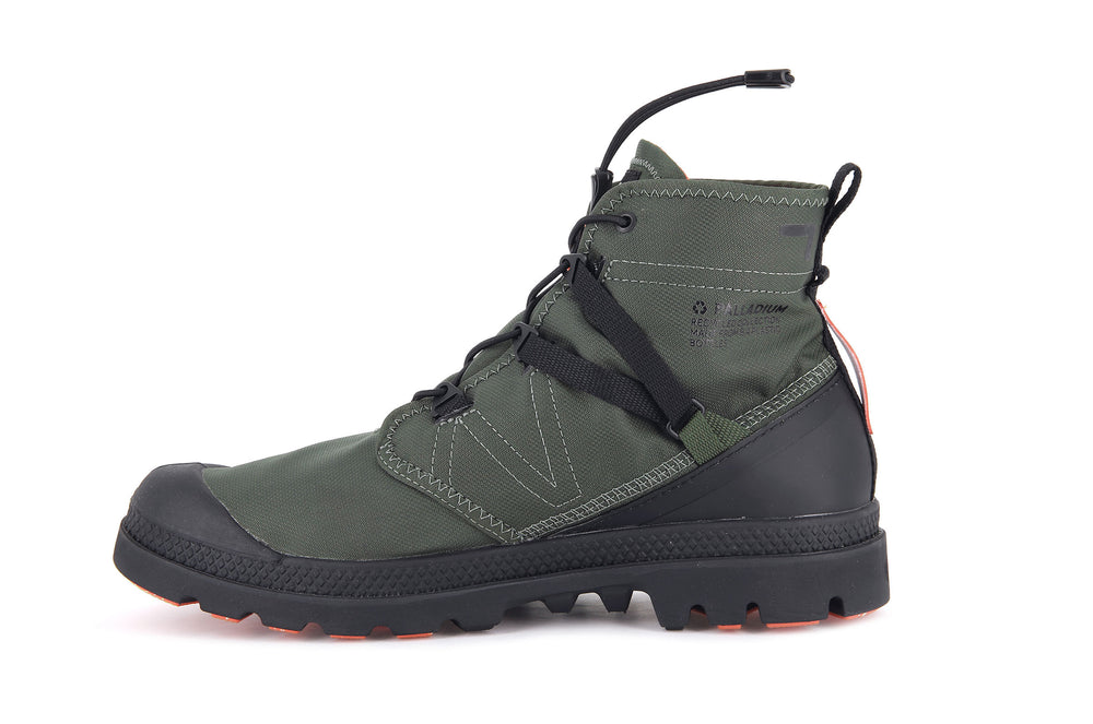 Palladium PAMPA TRAVEL LITE+ WATERPROOF Men's Boots Olive | Canada-5694
