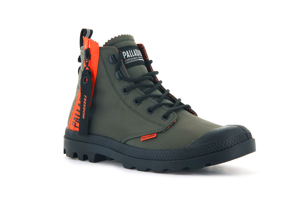 Palladium PAMPA UNLOCKED Men's Boots Olive | Canada-9650