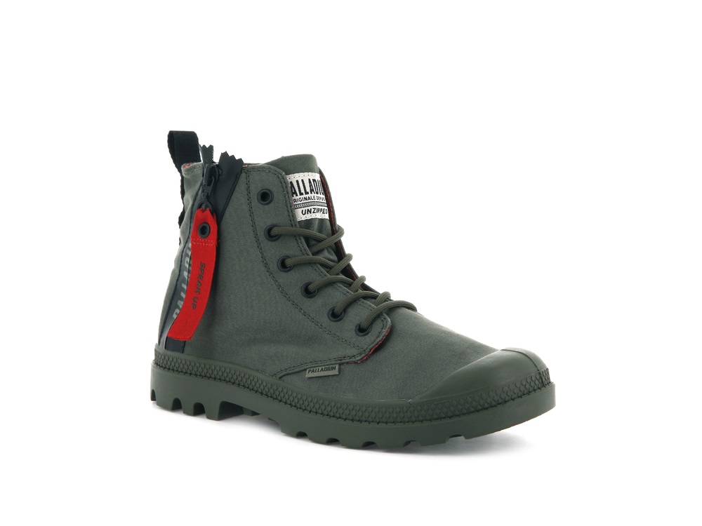 Palladium PAMPA UNZIPPED Women's Boots Olive | Canada-7632