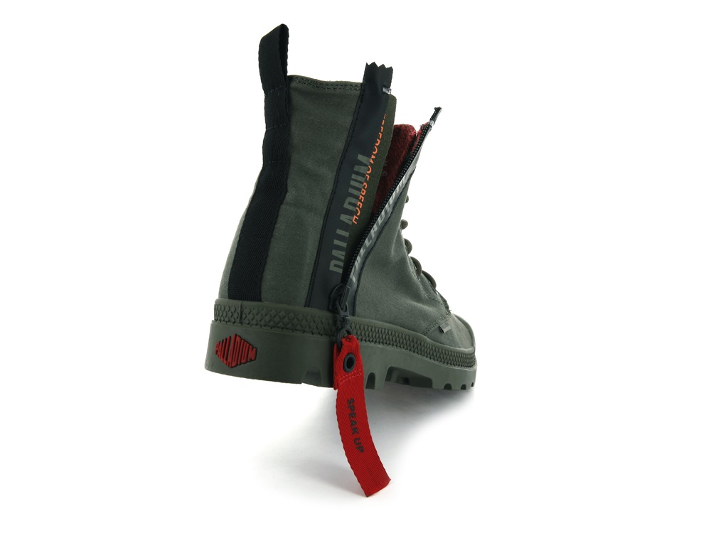 Palladium PAMPA UNZIPPED Women's Boots Olive | Canada-7632