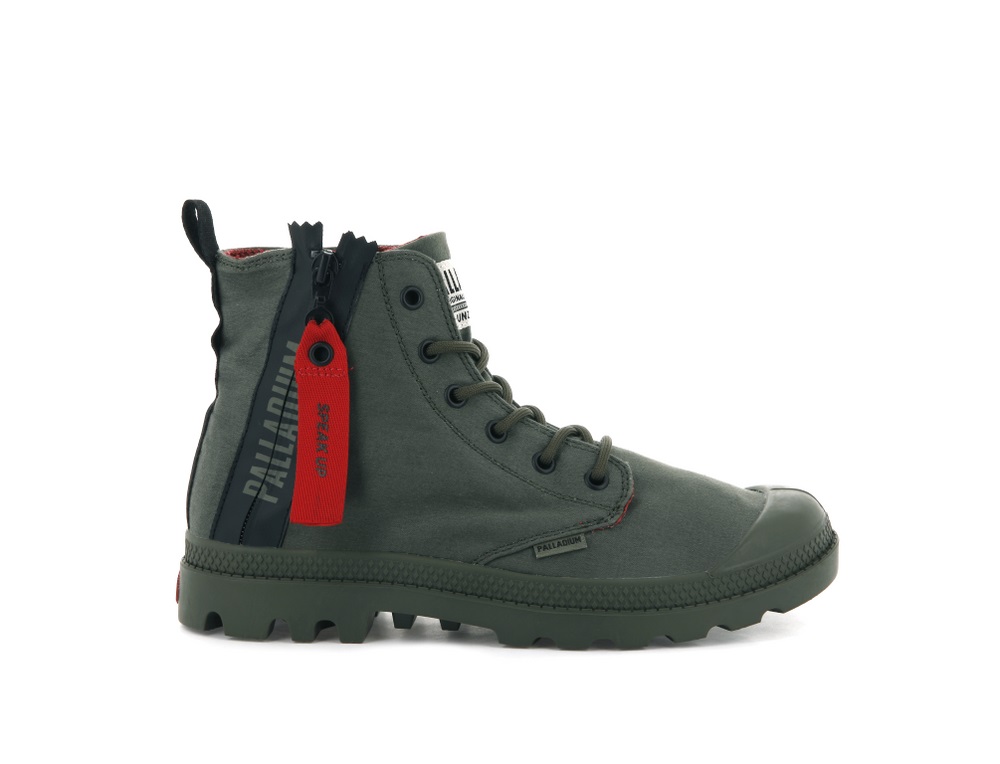 Palladium PAMPA UNZIPPED Women\'s Boots Olive | Canada-7632