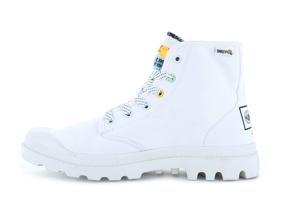 Palladium PAMPA X SMILEY 1990 Men's Boots White | Canada-6947