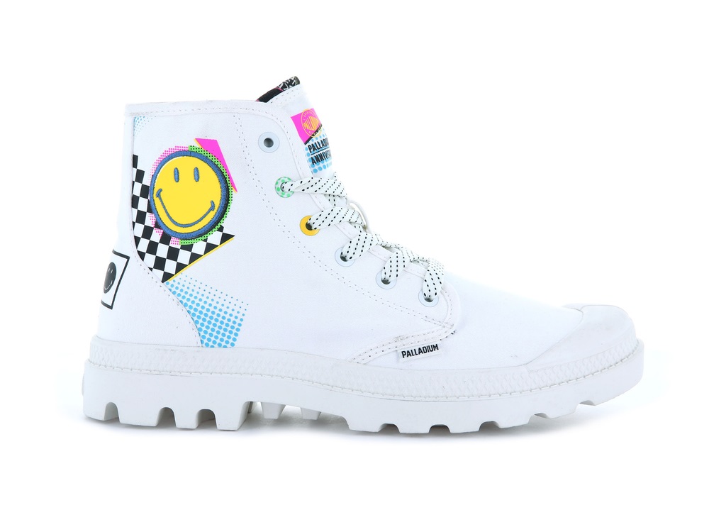 Palladium PAMPA X SMILEY 1990 Men\'s Boots White | Canada-6947