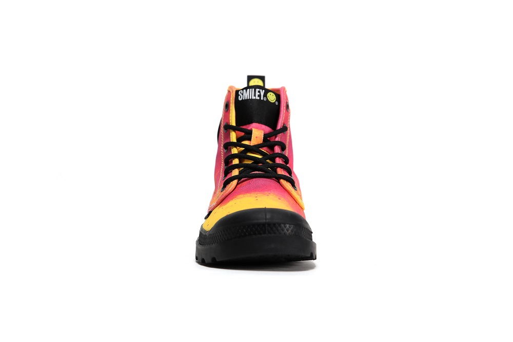 Palladium PAMPA X SMILEY 50 Women's Boots Yellow / Pink / Orange | Canada-5429
