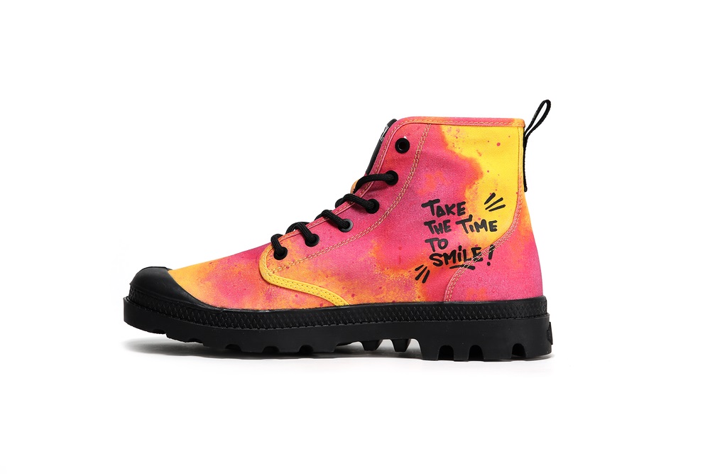 Palladium PAMPA X SMILEY 50 Women's Boots Yellow / Pink / Orange | Canada-5429