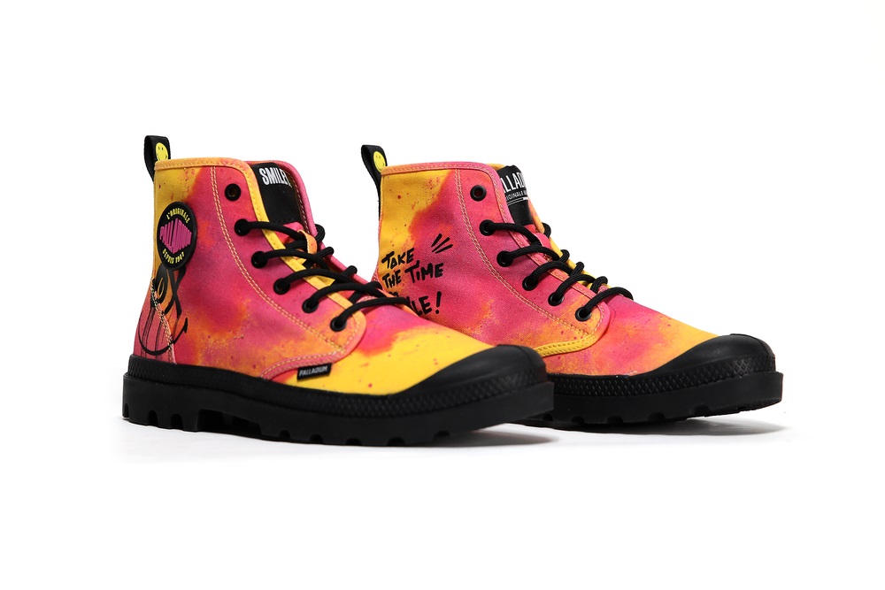 Palladium PAMPA X SMILEY 50 Women's Boots Yellow / Pink / Orange | Canada-5429