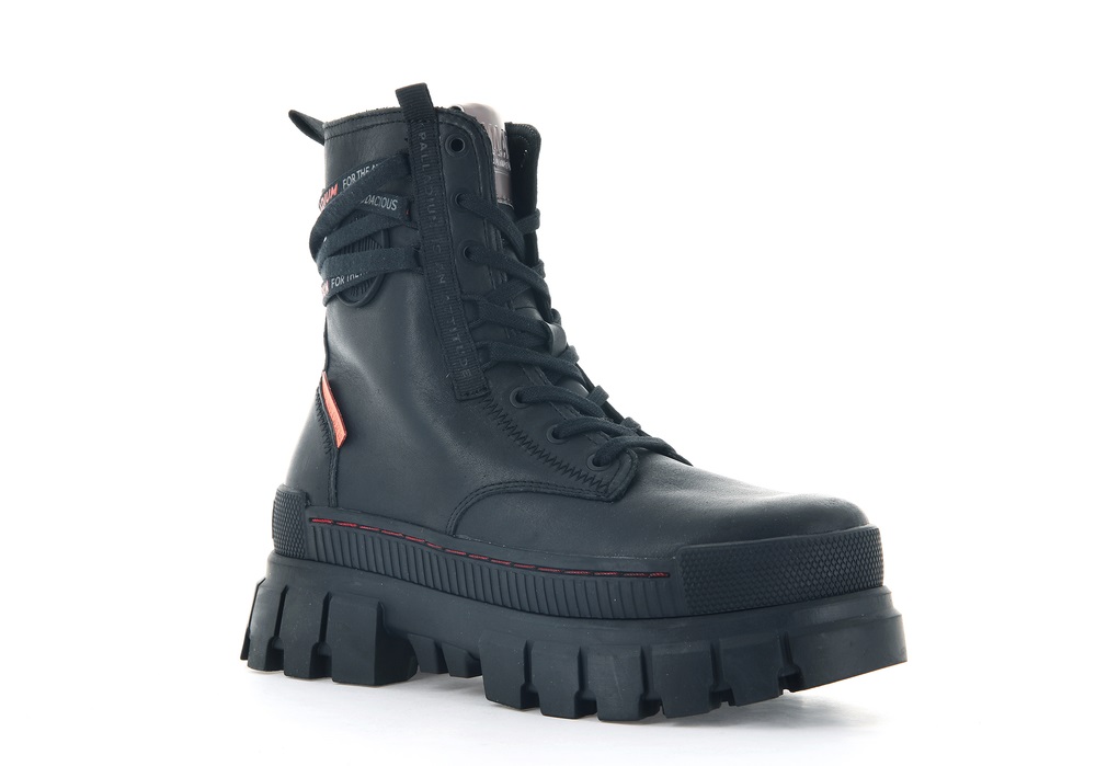 Palladium REVOLT BOOT LEATHER Women's Boots Black | Canada-9402