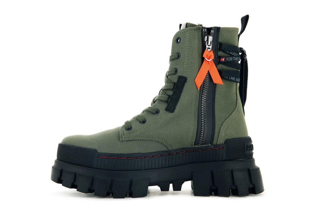 Palladium REVOLT BOOT TX Women's High Top Sneakers Olive | Canada-0281