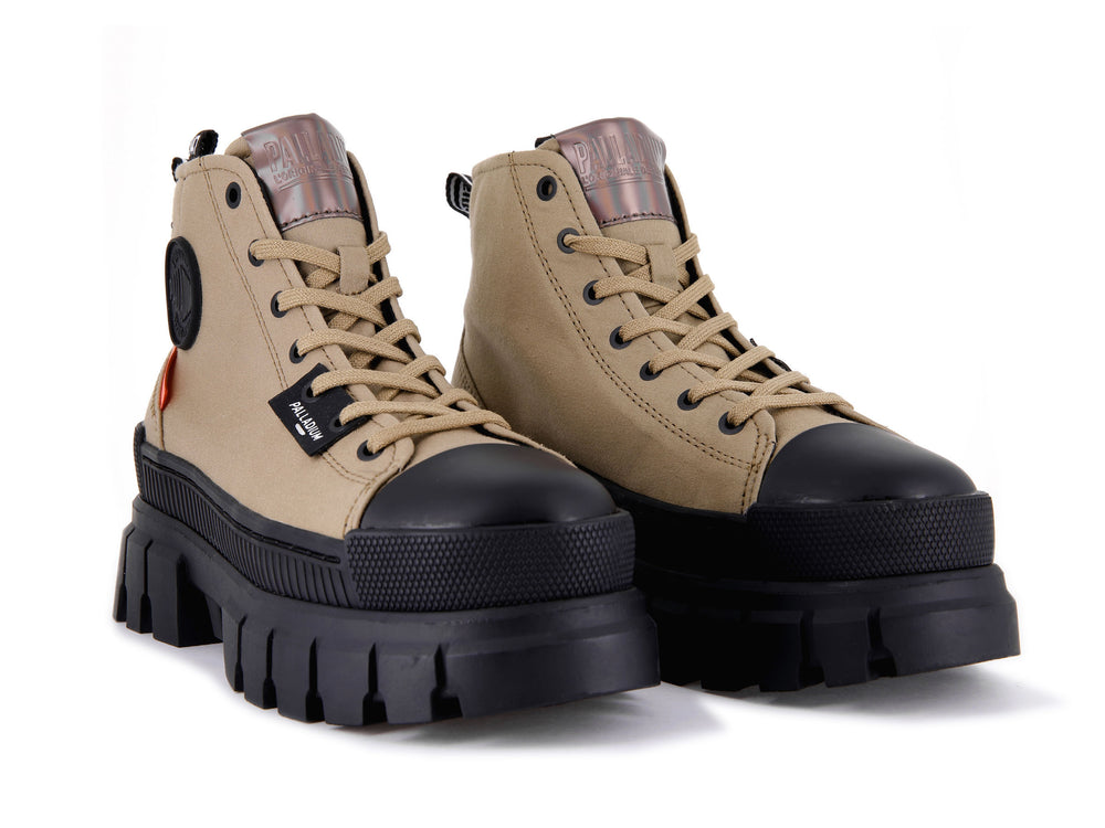 Palladium REVOLT HI TX Women's High Top Sneakers Olive | Canada-5618