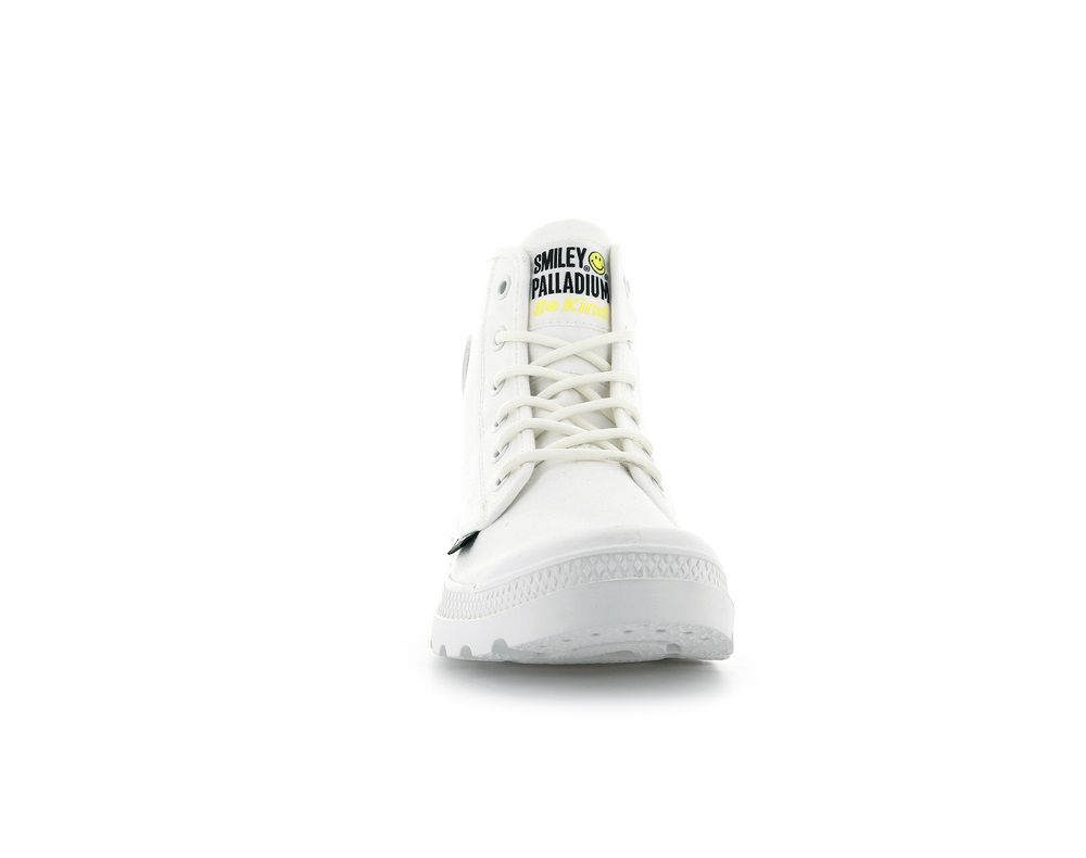 Palladium SMILEY ® PAMPA HI BE KIND Men's Boots White | Canada-4692