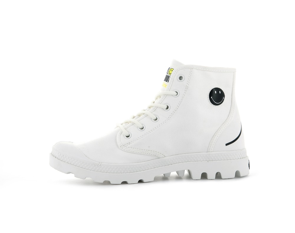 Palladium SMILEY ® PAMPA HI BE KIND Men's Boots White | Canada-4692