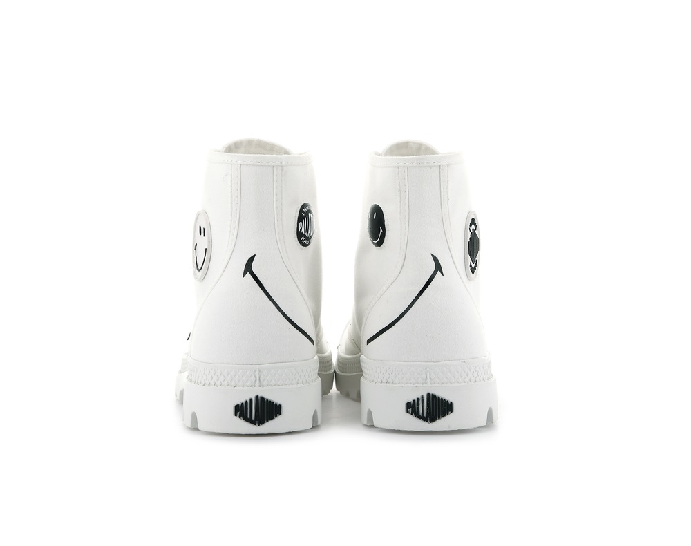 Palladium SMILEY ® PAMPA HI BE KIND Men's Boots White | Canada-4692