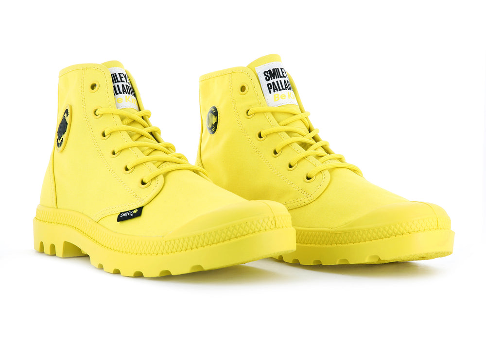Palladium SMILEY ® PAMPA HI BE KIND Women's Boots Yellow | Canada-9503