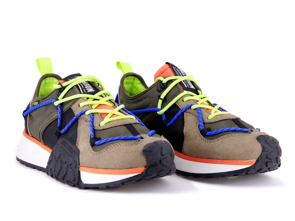 Palladium TROOP RUNNER LACE IT Men's Low Top Shoes Olive | Canada-0257