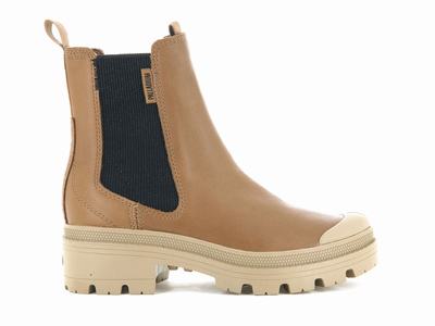 Palladium PALLABASE CHELSEA LEATHER Women's Chelsea Boots Brown | Canada-5378