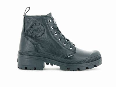 Palladium PALLABASE LEATHER Women's Boots Black | Canada-1486