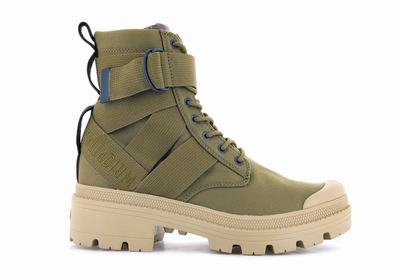 Palladium PALLABASE TACT S TX Women's Boots Olive | Canada-5472