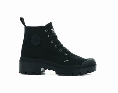 Palladium PALLABASE TWILL Women's Boots Black | Canada-1683