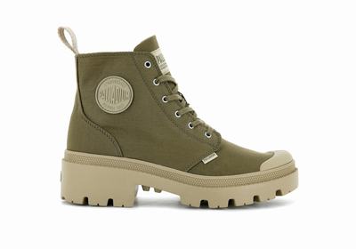 Palladium PALLABASE TWILL Women's Boots Butternut | Canada-1856