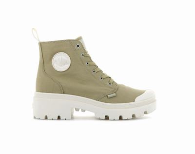 Palladium PALLABASE TWILL Women's Boots Taupe | Canada-4561