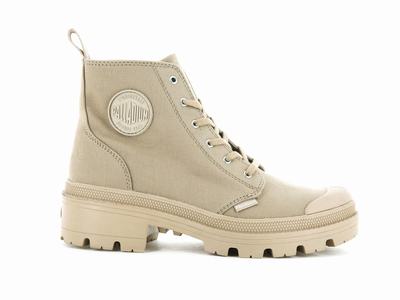 Palladium PALLABASE TWILL Women's Boots Caramel | Canada-6429