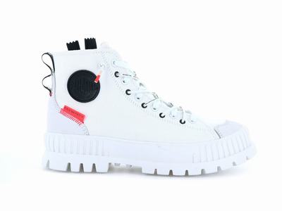 Palladium PALLASHOCK BACK ZIP Women's High Top Sneakers White | Canada-5341