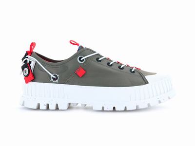 Palladium PALLASHOCK LO TICKET TO EARTH Women's Sneakers Green | Canada-9620