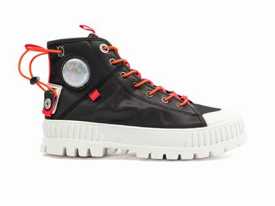 Palladium PALLASHOCK MID TICKET TO EARTH Women's High Top Sneakers Black | Canada-4128