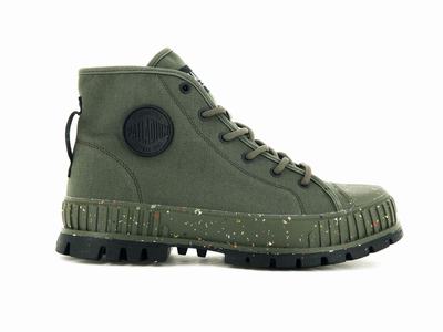 Palladium PALLASHOCK SUPPLY Women's High Top Sneakers Olive | Canada-7642