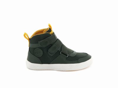 Palladium PALLASTREET MID ST Kids' Sneakers Olive / Gold | Canada-5270