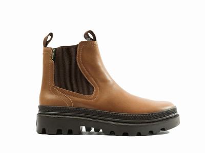 Palladium PALLATROOPER CHE LEATHER Women's Chelsea Boots Brown | Canada-8652