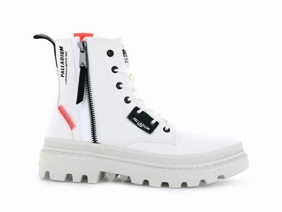 Palladium PALLATROOPER ZIP CANVAS Women's High Top Sneakers White | Canada-3965