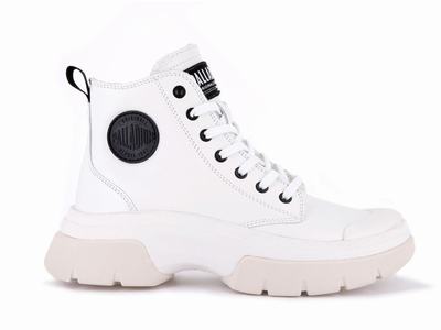 Palladium PALLAWAVE LEATHER Women's Boots White | Canada-2705
