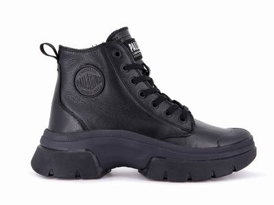 Palladium PALLAWAVE LEATHER Women's Boots Black | Canada-6108
