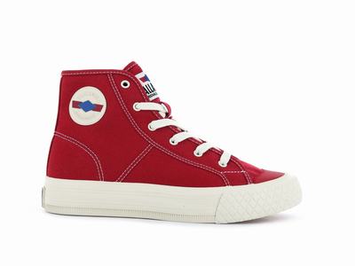 Palladium PALLA LOUVEL Women's High Top Sneakers Red | Canada-5941