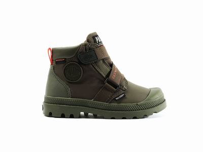 Palladium PAMPA HI CUFFSTR WP+ Kids' Boots Olive | Canada-7586