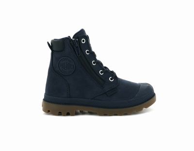 Palladium PAMPA HI CUFF WATERPROOF Kids' Boots Indigo | Canada-6138