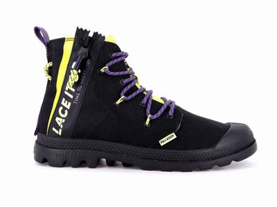 Palladium PAMPA LITE LACE IT Men's Boots Black / Light Green | Canada-2538
