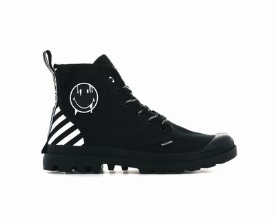 Palladium PAMPA SMILEY DT Men's Boots Black / White | Canada-2175